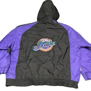 NBA Utah Jazz logo athletic‎ Puffer Zip Up Jacket Men's 2XL Vintage Rare